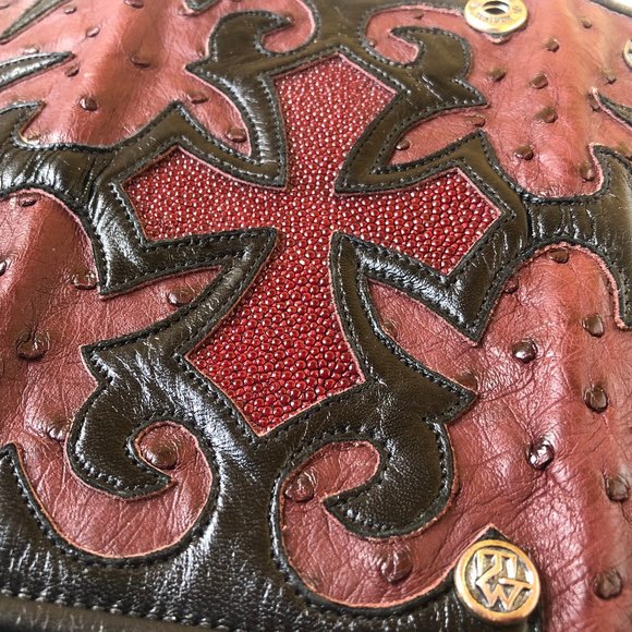 Travis Walker Vintage 90's Exotic Leathers Wallet Cross Design - Picture 9 of 16